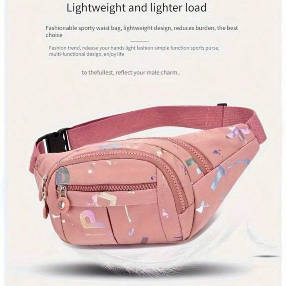 Pink Crossbody‎ Bag with Multicolor Accents - Picture 2 of 5